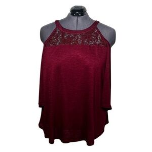Torrid NWT Burgundy Cold Shoulder Shirt (Size 3)